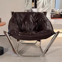 Nouveau design moderne simple de haute qualité en cuir forme de nid d'oiseau chaise de salon en bois en acier inoxydable chaise de loisirs
