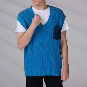 เสื้อกั๊กไหมพรมถักแบบสวมหัวลำลองสำหรับผู้ชาย ผลิตตามแบบ OEM & ODM  ผ้าแจ็คการ์ด  ไม่มีแขน  เสื้อถักนิตติ้ง  เสื้อผ้าผู้ชาย  เสื้อกั๊กไหมพรมผ้าฝ้าย - Product Image 6