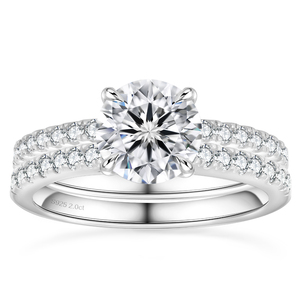 Anniversary Gifts Moissanite <strong>Ring</strong> Set D VVS Lab Created Women Jewelry <strong>14K</strong> White Gold Plated 925 Sterling Silver <strong>Wedding</strong> Bands - Product Image 4