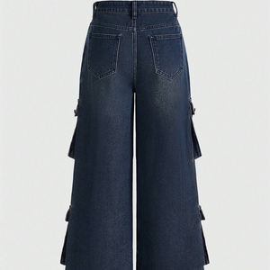 Nouveau Jean Cargo Streetwear Simple pour Femmes, <span class=keywords><strong>Pantalon</strong></span> Ample Tendance à Jambe <span class=keywords><strong>Large</strong></span> - Product Image 2