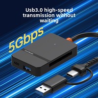Nuevo Expansor USB 3.0 / TYPE-C Externo, Lector de Tarjetas SD / TF / CF / MS 8 en 1, Adaptador OTG, Material ABS