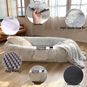 Moderno solido letto per cani per le persone XL lungo peluche inverno eco-friendly 100% cotone riempire in cartone di schiuma di imballaggio - Product Image 4