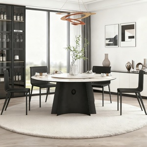 طاولة طعام من الحجر المتلبد بحواف طبيعية مع 6 كراسي، طقم غرفة طعام تركي مع طاولة دوارة - Product Image 2