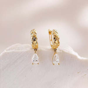 Nuevos <span class=keywords><strong>Pendientes</strong></span> de Diamantes Cultivados en Laboratorio con Diseño de Cascada de Gotas de Rocío Atemporales, Oro Amarillo de 18K, Elegancia Romántica Retro, <span class=keywords><strong>Pendientes</strong></span> Tipo Ear Hugger para Mujer - Product Image 2