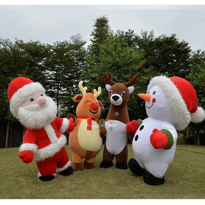 ¡Caliente! Disfraz de mascota inflable de Navidad, muñeco de nieve, ciervo y Santa Claus, gran oferta, CE