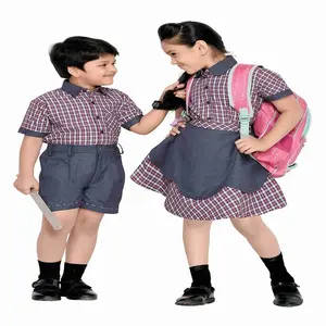 Smart Casual Pattern Customized Product Boys & Girls Collar Neck Checks Design School Uniform