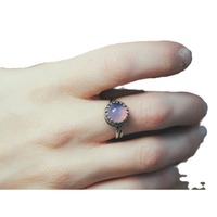 Cincin batu permata Aloi seng Retro trendi, cincin suasana hati batu berubah warna sensitif suhu