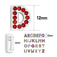 Breloques lettres coulissantes 3D de 8 mm, couleur aléatoire, alphabet anglais majuscule A-Z, breloques à ongles scintillantes, lettres en alliage et strass, breloque à ongles DIY