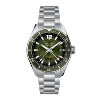 Montre Automatique en Acier Personnalisée de Style Homme avec Bracelet en Métal, Saphir, Mouvement NH34 GMT, Argentée et Étanche pour Hommes
