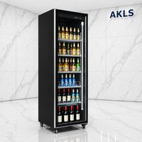 Réfrigérateur commercial à 1 porte, vitrine réfrigérée avec refroidissement par air/ventilateur, unité de stockage de boissons à température unique
