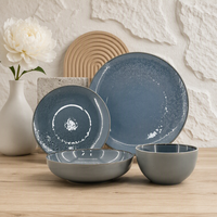 Ensemble de vaisselle en grès noir mat JIUWANG, assiettes rondes, bols, tasses, vaisselle en céramique pour restaurant, maison, service de cuisine occidentale