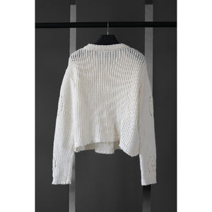 Cardigan court élégant <span class=keywords><strong>en</strong></span> tricot pour <span class=keywords><strong>femme</strong></span>, <span class=keywords><strong>en</strong></span> <span class=keywords><strong>laine</strong></span> et mélanges, avec fleurs <span class=keywords><strong>en</strong></span> fourrure de lapin faites à la <span class=keywords><strong>main</strong></span>, directement de l'usine - Product Image 3