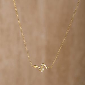 Collier Serpent en Argent Sterling 925 Plaqué Or 18 carats avec Zircon, Simple et Amusant, Chaîne Claviculaire pour Femme - Product Image 4