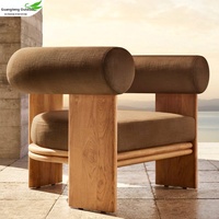 Ensemble canapé de luxe en teck nature au design nordique canapé de jardin en bois massif table de feu mobilier d'hôtel lit lounge