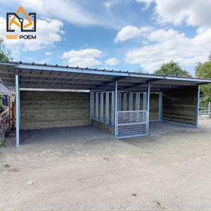 Écuries préfabriquées temporaires en acier pour <span class=keywords><strong>chevaux</strong></span>, stalles portables d'<span class=keywords><strong>extérieur</strong></span> avec toit et mangeoire à <span class=keywords><strong>foin</strong></span> pour ferme, pour porcs, poulets, chiens et lapins 3x3m - Product Image 1