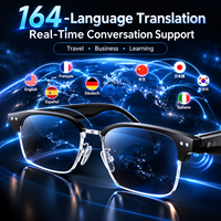 Lunettes de traduction IA W100D 6.0, traduction vocale en temps réel dans 164 langues, demi-monture métallique, IP67, 25g, chargement magnétique professionnel