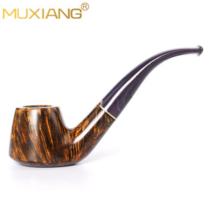 Muxiang Wooden Tobacco Pipe Bent Type Solid Briar Wood With 3mm Filter For Men Smoking Accessory - Product Image 1