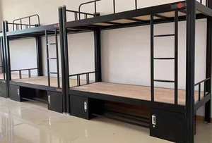 Двухъярусная металлическая кровать-чердак для школьников и студентов общежития с письменным столом и рабочим местом для взрослых - Product Image 2