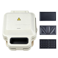 Gaufrier 750W à Chauffage Rapide Double Tension, Anti-Brûlure, Antidérapant, Facile à Nettoyer pour le Petit-Déjeuner à Domicile, Machine à Sandwich Détachable 4-en-1