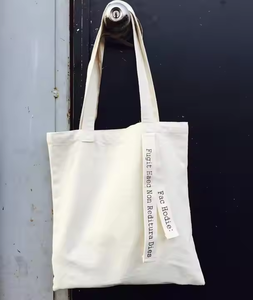 Custom logo Ivory <b>Black</b> Women Letter Reinforced Handle Weeekends <b>Canvas</b> Cotton Tote Shopping <b>Bag</b> - Product Image 1