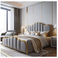Lit king-size moderne en cuir massif avec rangement, personnalisable, en cuir italien écologique, ensemble de chambre à coucher pour maison, appartement, villa