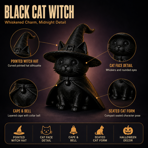 Maßgefertigte 3D-Gedruckte Halloween Schwarze Katze Hexen-Figur Personalisierte Hexen-Katzen-Dekoration OEM-Service PLA/PETG/ABS Materialien - Product Image 2