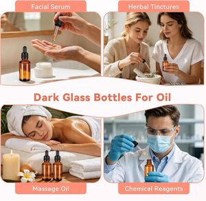 Flacons compte-gouttes pour huiles essentielles, emballage cosmétique, 5 ml-50 ml, verre sérigraphié, cylindre pour sérum - Product Image 4