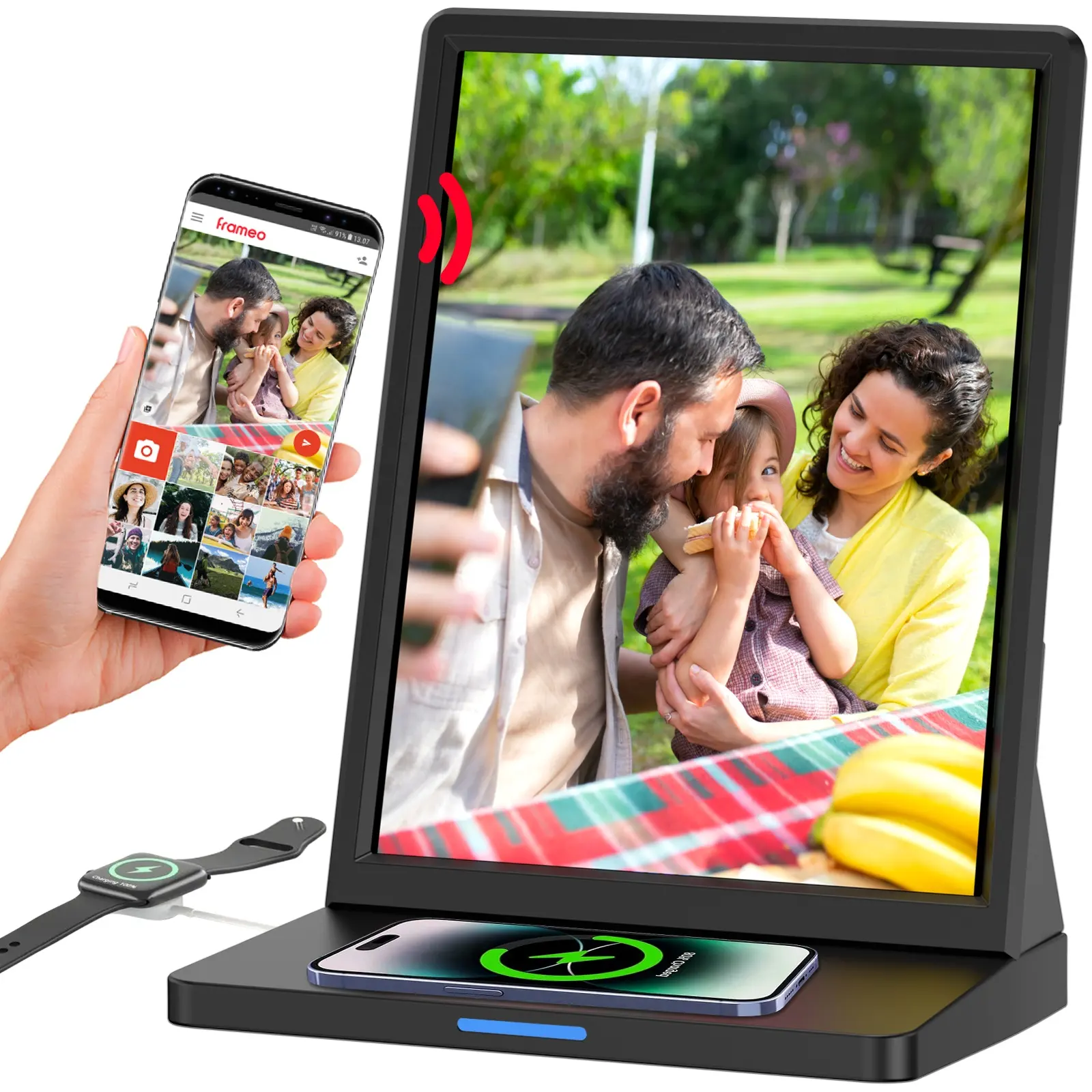 9.7 masaüstü all-in-one LCD dokunmatik ekran ile şarj edilebilir pil inç dijital fotoğraf çerçevesi hızlı kablosuz şarj lcd reklam