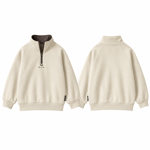 Felpa per Bambini con Mezza Zip <span class=keywords><strong>e</strong></span> Collo Alto, in Poliestere <span class=keywords><strong>e</strong></span> Cotone Spazzolato, Pullover Casual Comodo per Ragazzi <span class=keywords><strong>e</strong></span> Ragazze, Personalizzabile OEM con Etichetta Privata - Product Image 2