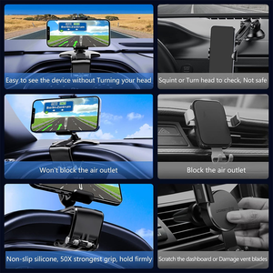 Support de téléphone pour voiture, rotation à 360 degrés, support de fixation pour tableau de bord, adapté aux smartphones de 4 à 7 pouces - Product Image 6