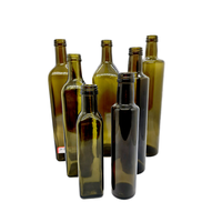 Bouteille d'huile d'olive en verre vert antique de 500 ml avec bec verseur anti-goutte, distributeur d'huile de cuisson carré Marasca vide, vente en gros d'usine