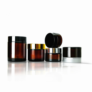 <strong>Wholesale</strong> Cosmetic Packaging 20ml 30ml 50ml <strong>Amber</strong> Glass <strong>Jar</strong> with Silver Gold Aluminum Metal Lids Black Plastic Caps in Stock - Product Image 4