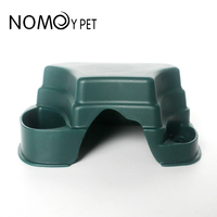 Nouvelle conception, grotte de cachette multifonctionnelle verte et noire en plastique pour gecko, abri pour reptiles avec deux bols pour nourriture et eau