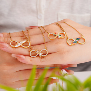 Nuova Collana con Ciondolo da Donna alla Moda, Gioielli con Zirconi Colorati e Simbolo dell'Infinito, Collana in Acciaio Inossidabile Placcato Oro - Product Image 2