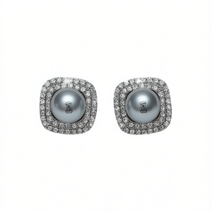 Orecchini a Perno Rotondi Geometrici con Perle Finte per Donna, Gioielli Placcati alla Moda - Product Image 1