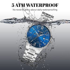 Montres à quartz analogiques pour hommes en acier inoxydable, étanches, avec bracelet en cuir, nouveau design, vente en gros, marque OEM/ODM, style professionnel et tendance - Product Image 5