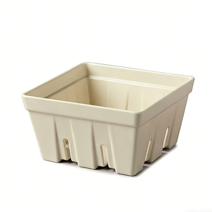 Bol de service carré beige en gros avec trous de drainage pour pique-niques, barbecues et fêtes - Product Image 1