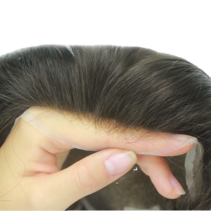 Parrucche di ricambio personalizzate in capelli umani Remy indiani con pizzo frontale francese per uomo, toupet, protesi capillare - Product Image 2