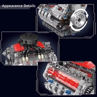 Mould King 10171 Juguete de Motor V8, Regalo de Navidad para Niños, Juego de Bloques de Construcción de Modelos de Entretenimiento