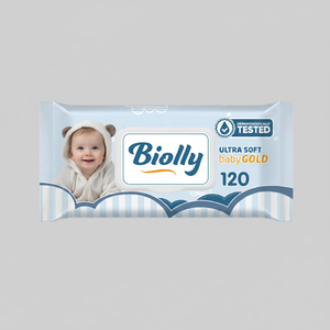 Biolly 120 PCs Wet Wipes Baby Gold - Ultra-Gentle Hypoallergenic Newborn-Safe - Product Image 2