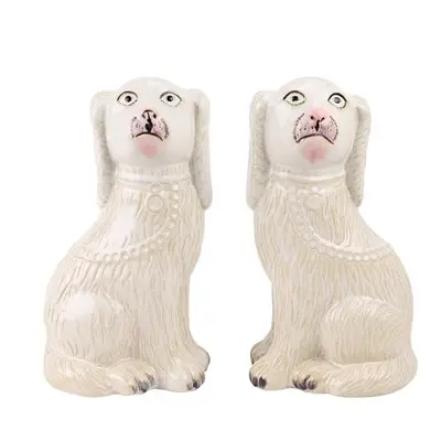 RZTi01 Color glaze white squatting dog sculpture