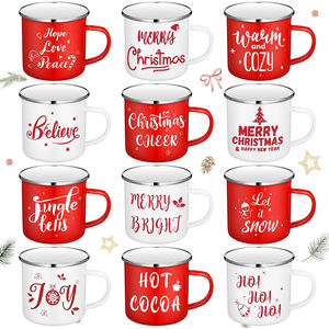 Tazza da Caffè da Campeggio Smaltata con Stampa Personalizzata e Manico Tazza Vintage in Metallo per Feste Articoli per la Casa e l'Ufficio Natale - Product Image 1