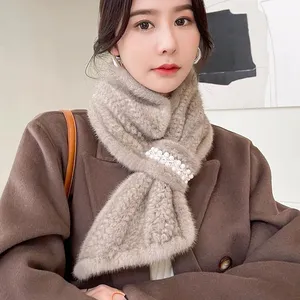 CX-S-55 Winter Women New Fashion Knit Mink Fur Scarf