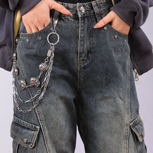 โซ่คาดเอวรูปหัวกะโหลก เงินทิเบต หลายชั้น สไตล์ฮิปฮอป สำหรับกางเกงยีนส์ แฟชั่นลำลอง โซ่คล้องตัว - Product Image 2