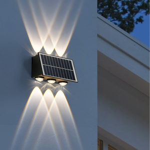 Lampe de paysage de jardin solaire avec LED chaude RVB 6 têtes vers le haut et vers le bas Lampe de lavage murale étanche IP65 Alimentation CC - Product Image 2