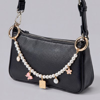 Accessoires de mode : Porte-clés chaîne de perles avec breloques papillon, fleur et strass interchangeables, breloque de sac pour femme