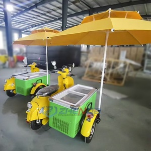 Nouveau design 2025 – Chariot de cuisine et de restauration mini de haute qualité, chariot de vente ambulante, tricycle à crème glacée mobile avec congélateur - Product Image 3