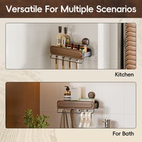 Étagère murale de salle de bain sans perçage avec ventouses, organisateur de rangement vintage pour cuisine, douche, surfaces lisses