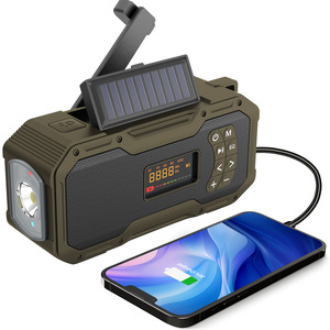 Haut-parleur portable avec panneau solaire, radio, lampe de poche, batterie rechargeable, utilisation en extérieur - Product Image 5