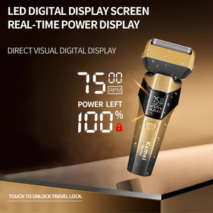 เครื่องโกนหนวดไฟฟ้า KEMEI รุ่น Km-t425 แบตเตอรี่ 1200mAh คุณภาพสูงสำหรับผู้ชาย กำลังไฟ 5 วัตต์ ปรับความเร็วได้ 7500 รอบต่อนาที ใบมีด 5 ใบ กันน้ำระดับ IPX7 สำหรับโกนขนบนใบหน้า - Product Image 4